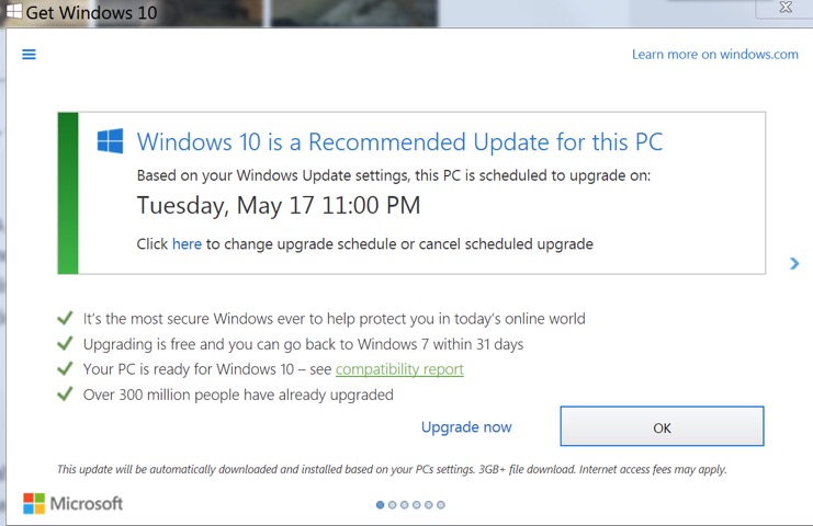 Aggiornamento a Windows 10