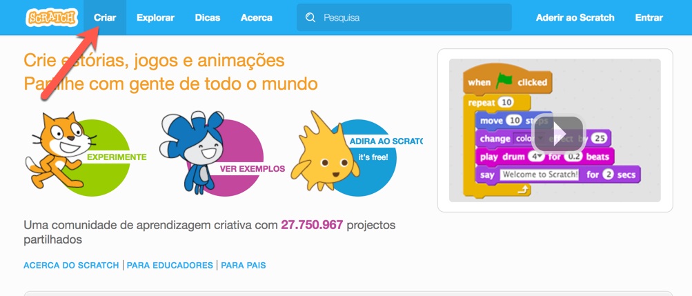 Vamos começar a programar em Scratch Parte I