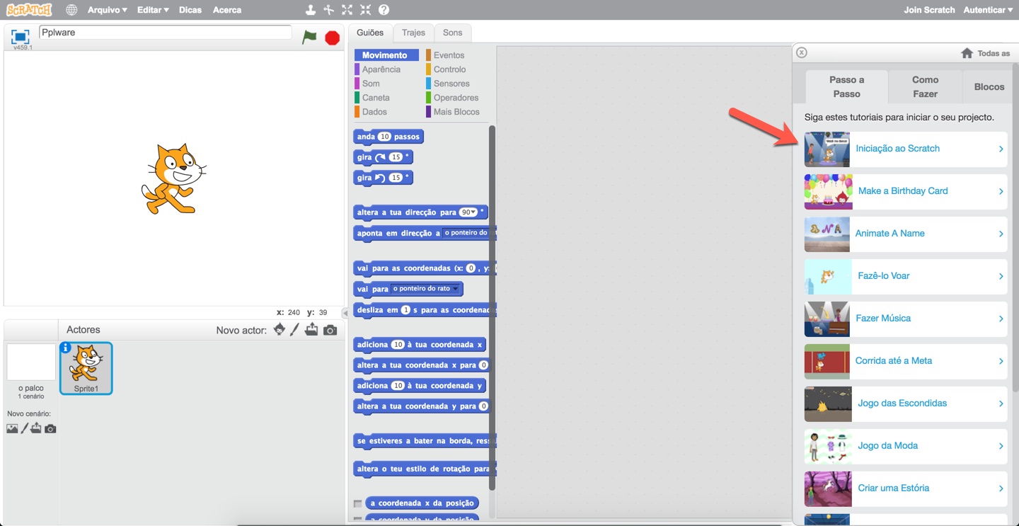 Vamos começar a programar em Scratch Parte I