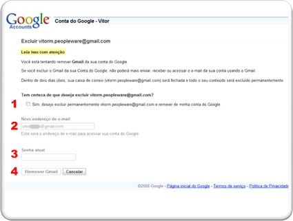 Como excluir um endereço de email do gmail