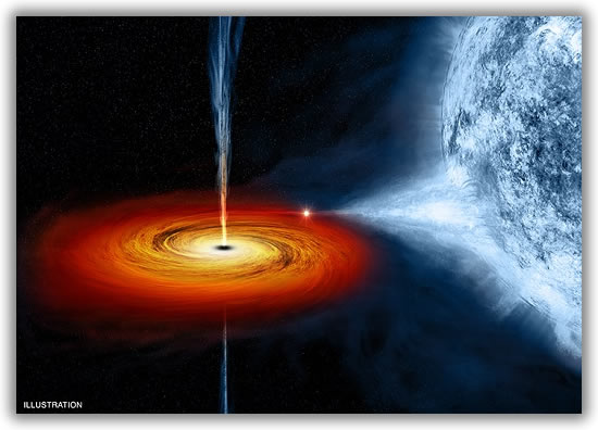 Ilustração de O Cygnus X-1, o conhecido buraco negro de massa estelar