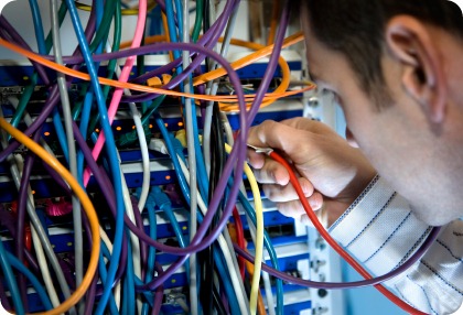 IT Technician With Server Cables