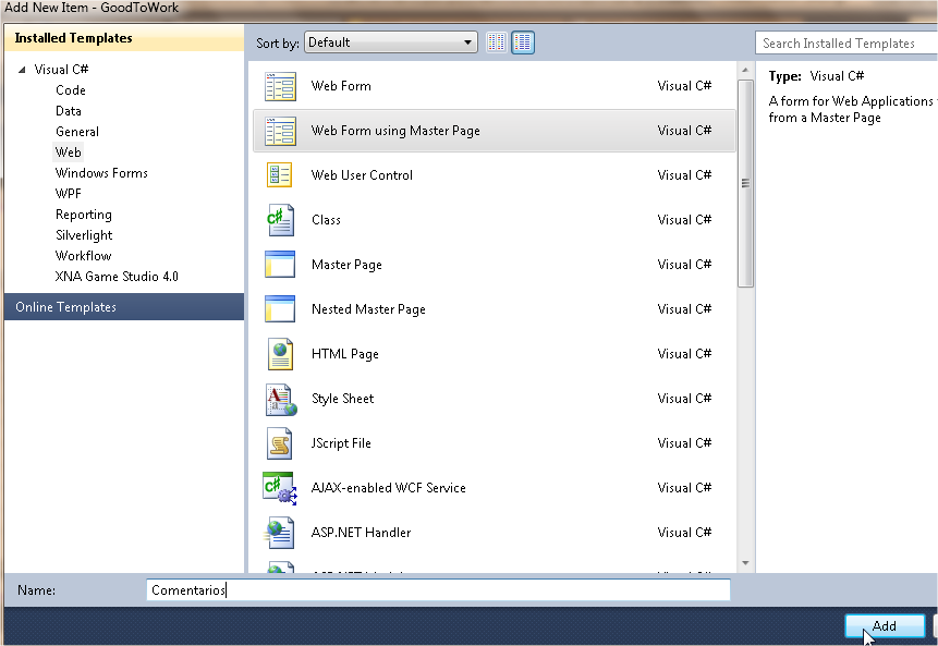 ASP.NET – Área Administrativa