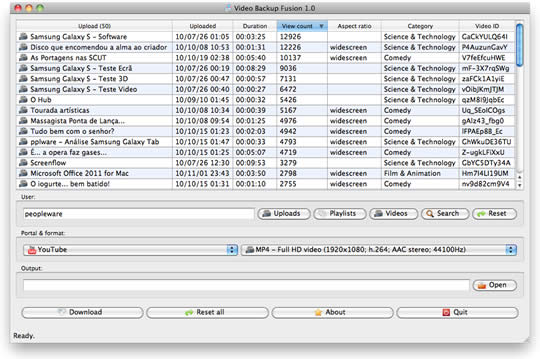 Video Backup Fusion – Descarregue (os seus) vídeos do YouTube
