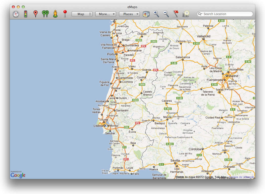 mapa portugal google eMaps 2.7.7   Mapas Google no seu Mac   Pplware