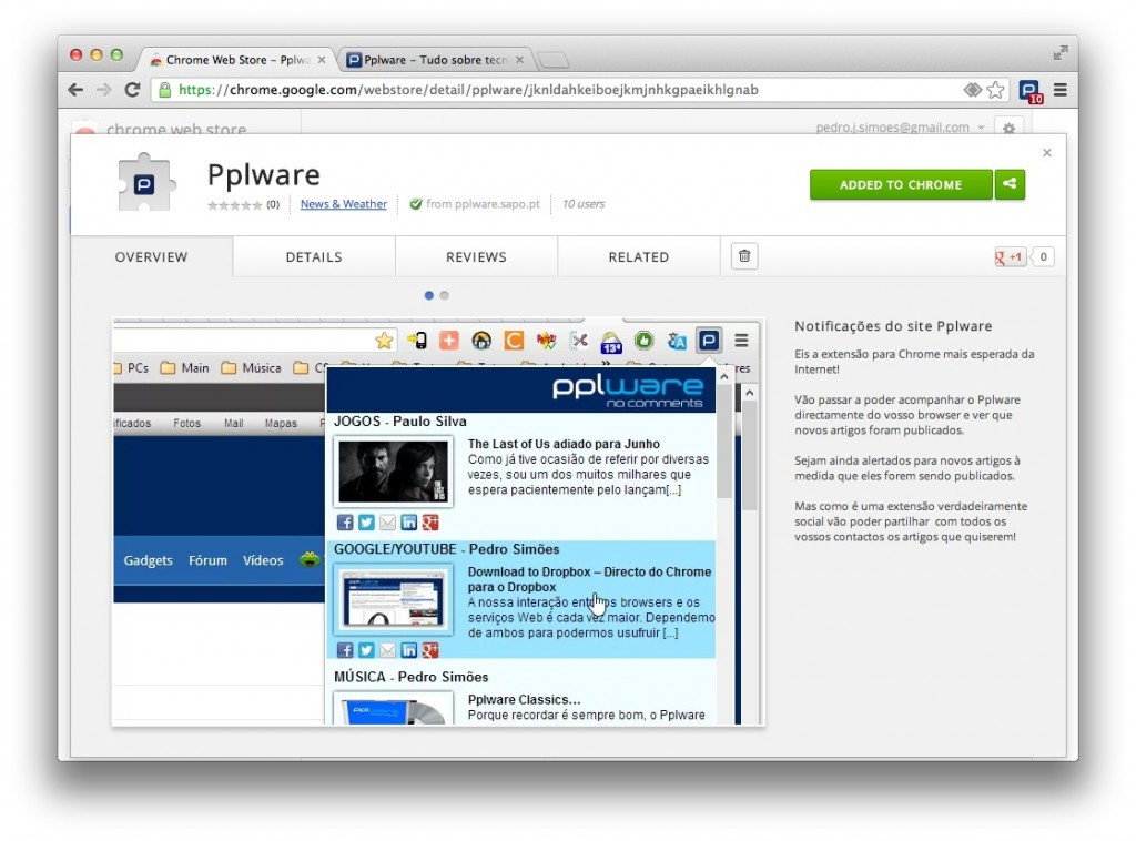 O Pplware também já chegou ao Chrome…