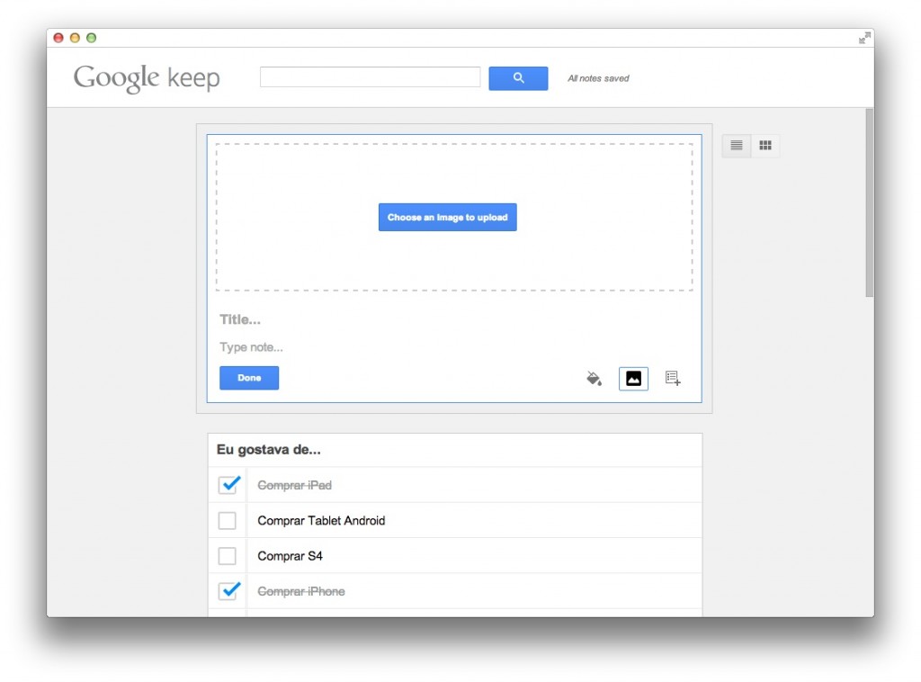 O Google Keep chegou ao Chrome
