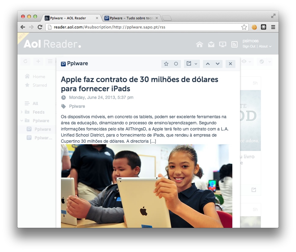 AOL lançou também o seu leitor para substituir o Google Reader