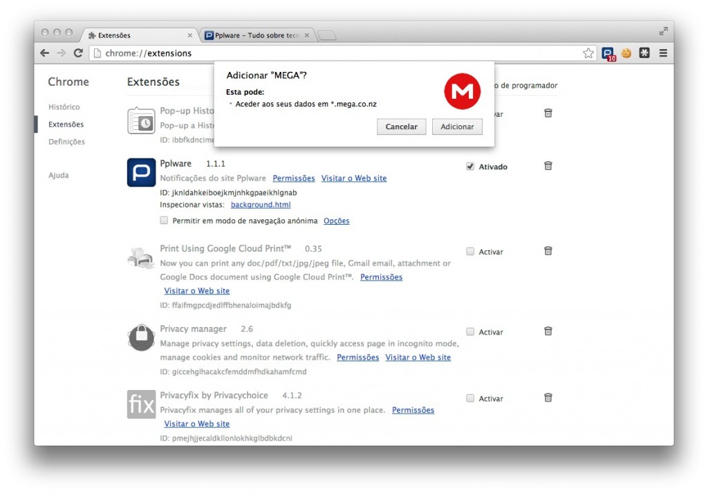 Mega cria extensão Chrome que garante segurança adicional