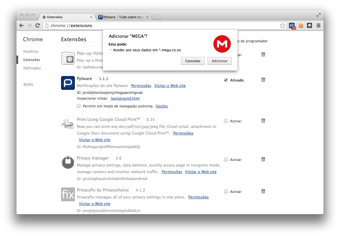 Mega cria extensão Chrome que garante segurança adicional