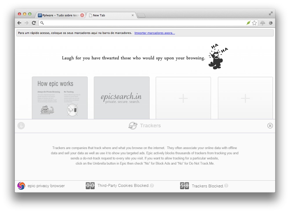 Epic – Um browser seguro e sem deixar rasto!