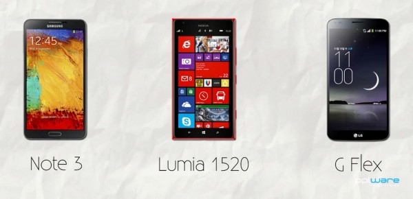 Phablets Note 3 vs Lumia 1520 vs G Flex
