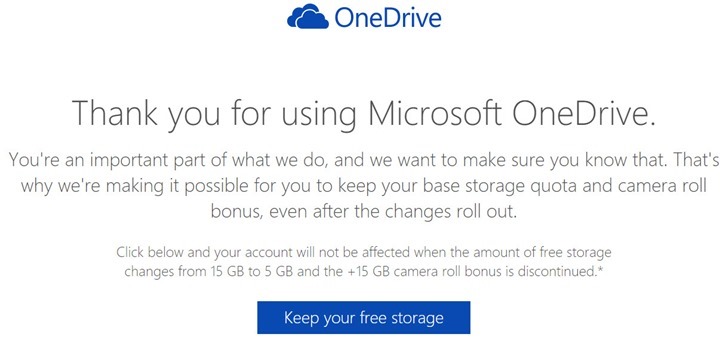 Última oportunidade: Mantenha os seus 15GB do OneDrive 