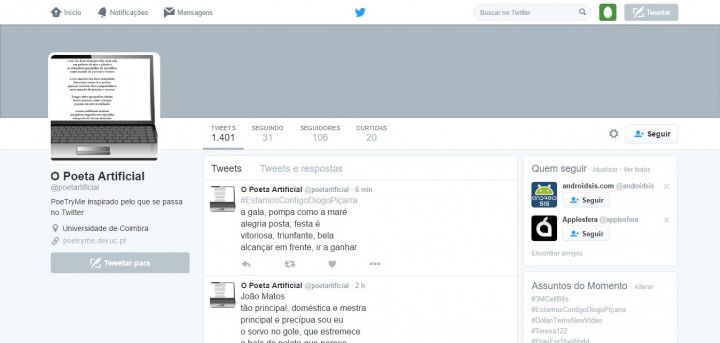 PoeTryMe – O poeta artificial português chegou ao Twitter
