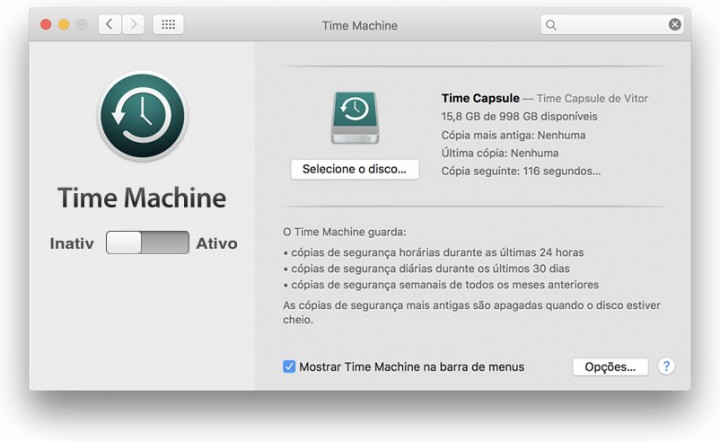 Como fazer cópias de segurança ao Mac com a Time Machine