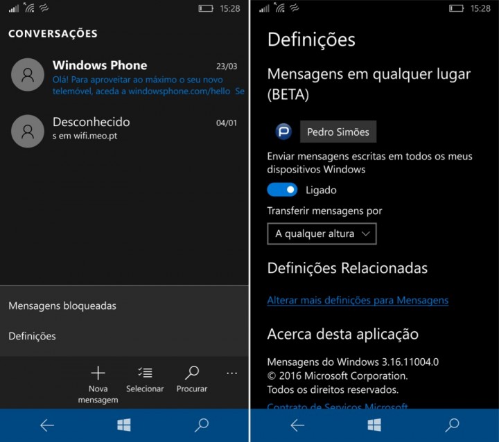 Messaging Everywhere Windows 10 Mobile