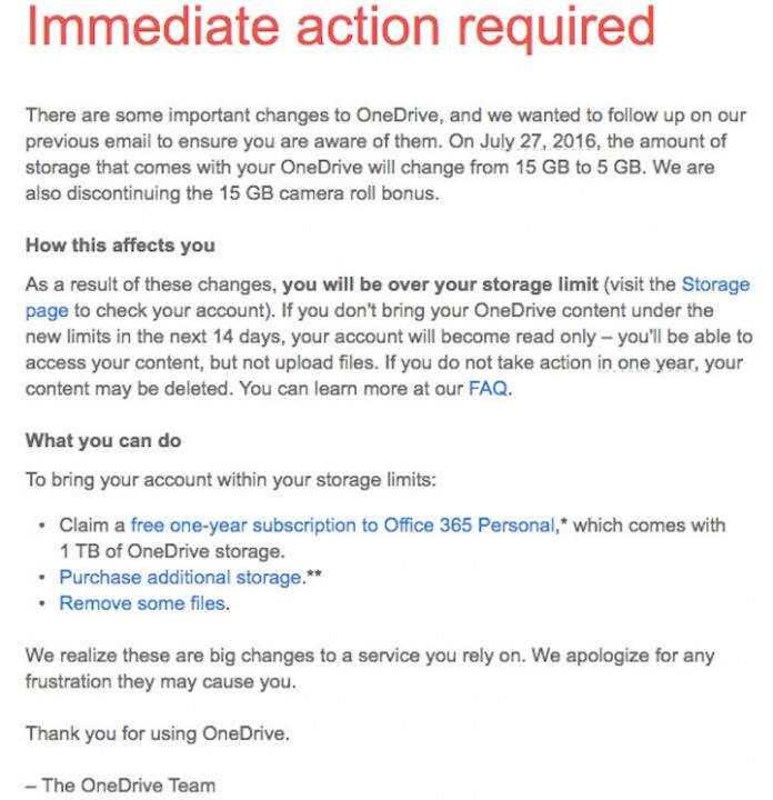 OneDrive email