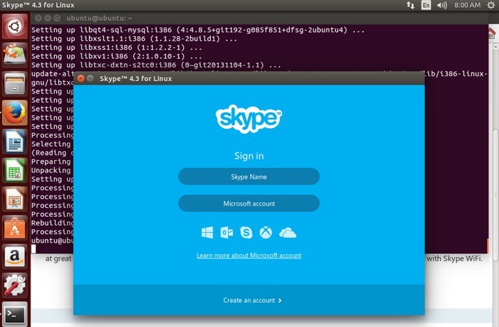 Skype Linux interface