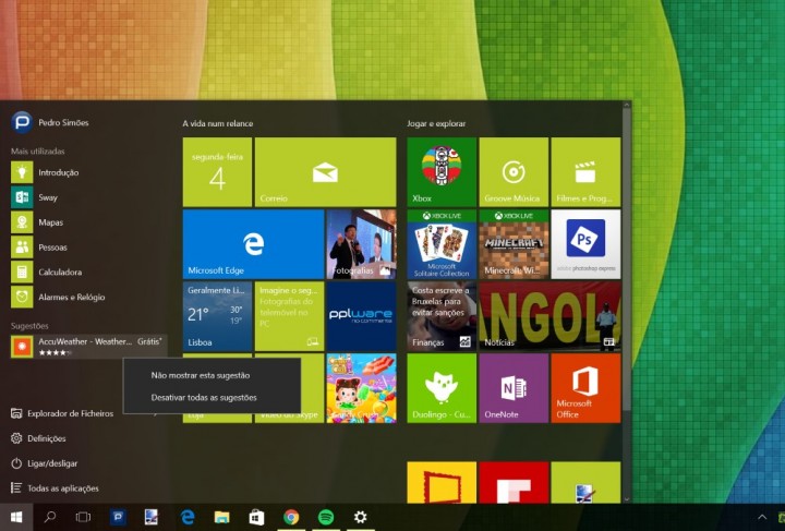 Windows 10 Menu Iniciar