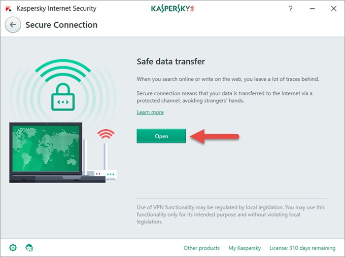 karspersky secure connection