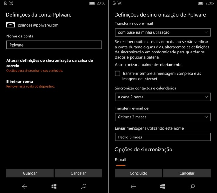 Windows 10 Mobile email