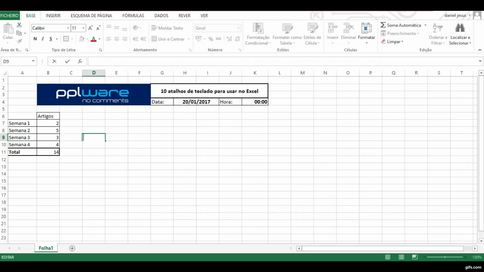 mudar linha - Excel