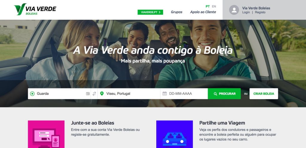 Via Verde disponibiliza serviço de Boleias