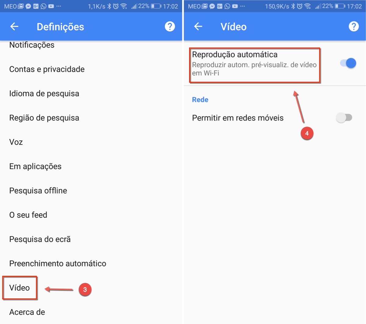 Como parar o autoplay de vídeos na pesquisa Google no Android