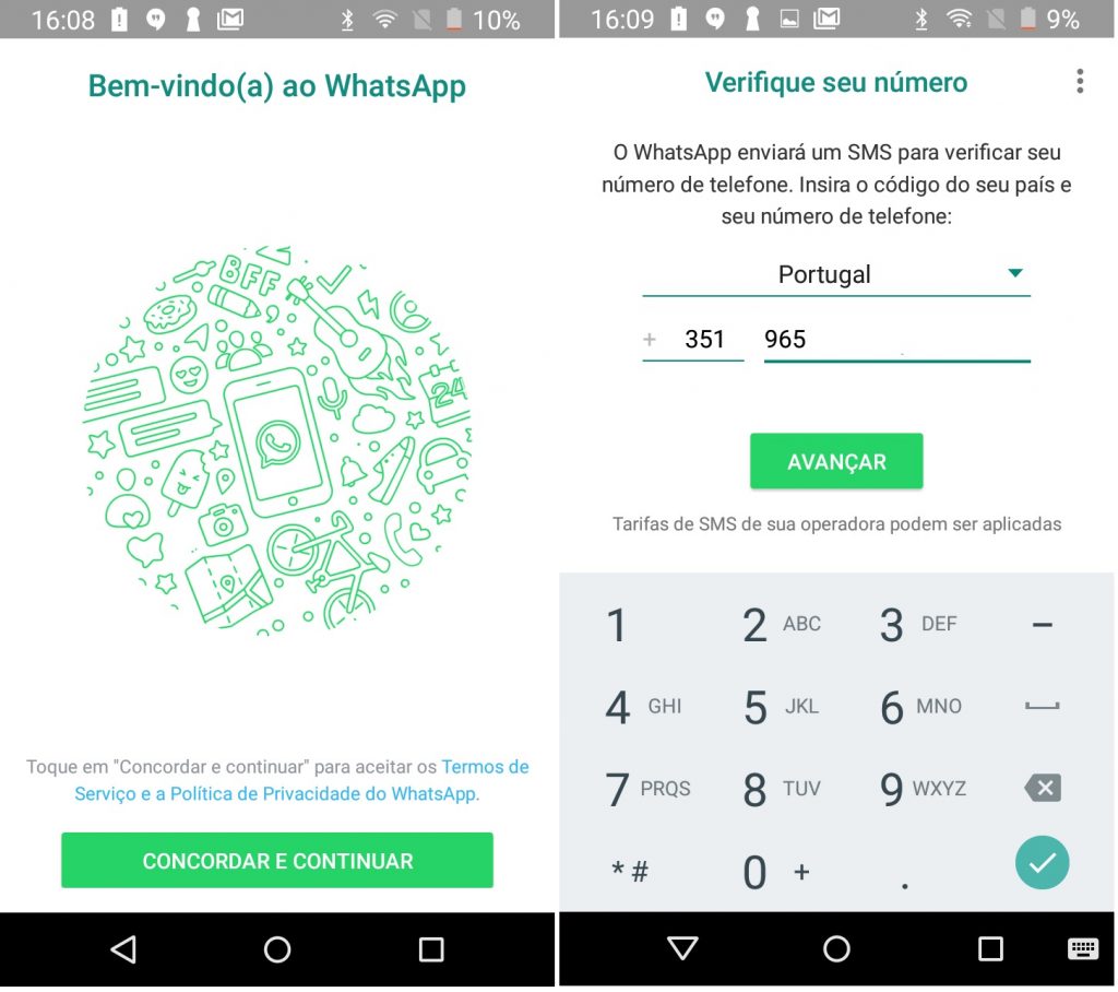 Como usar o WhatsApp num smartphone sem cartão SIM?