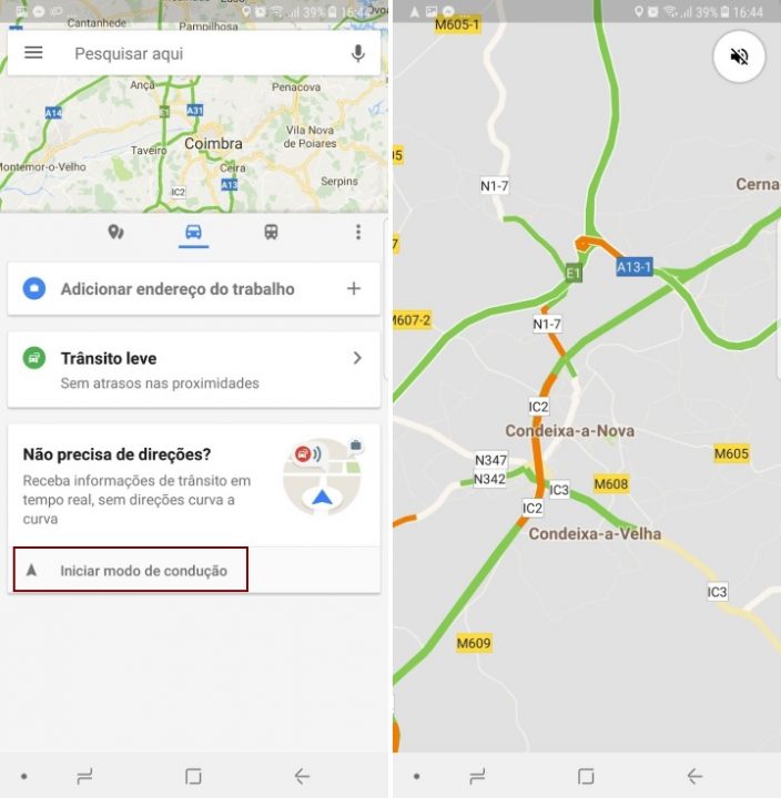 Google Maps - condução