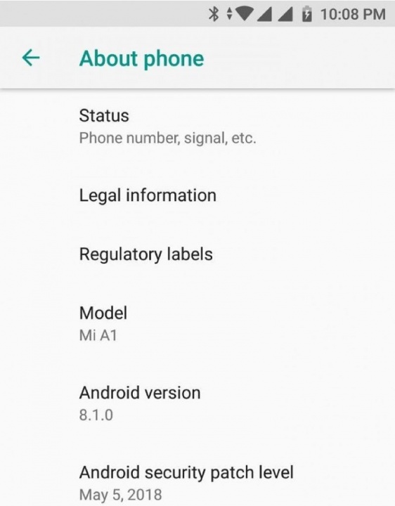 Xiaomi Mi A1 Android 8.1 Oreo