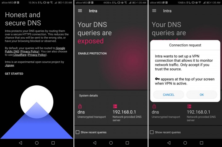 Intra Android DNS HTTPS Google