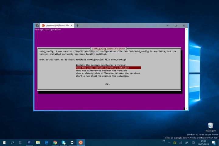 Windows 10 Ubuntu 18.4 Microsoft atualização Linux