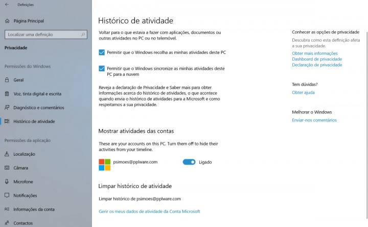 Windows 10 Atualização de abril Timeline