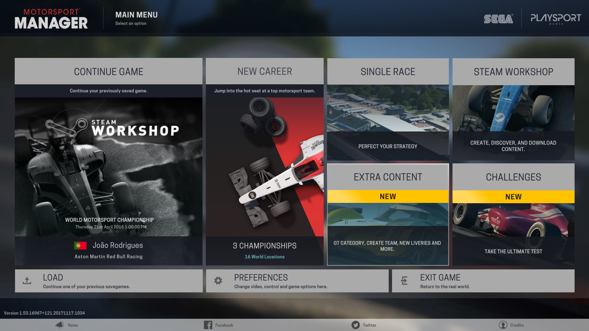 Main menu Grid Motorsport.