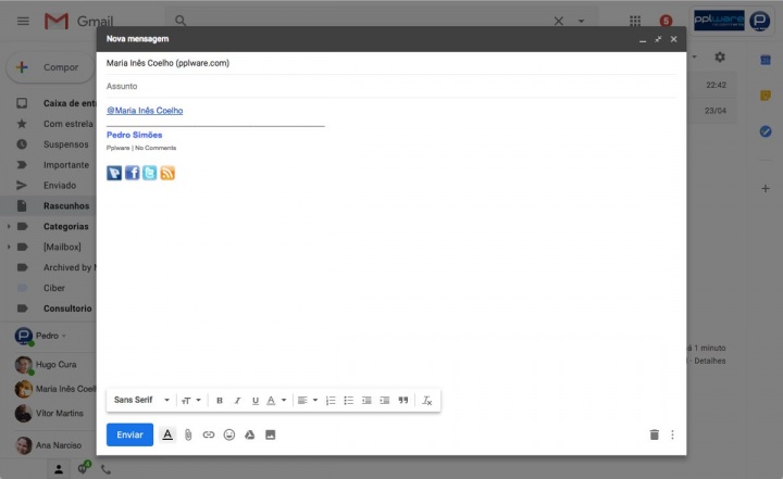 Gmail menções e-mail Google