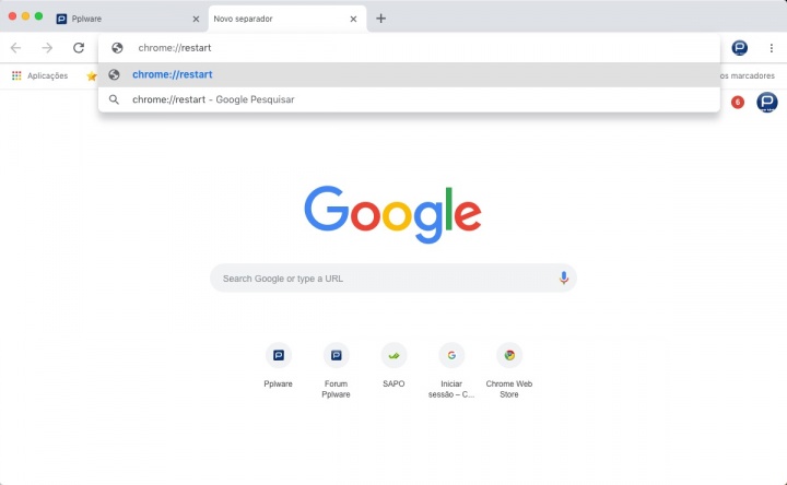 Chrome reiniciar browser endereço