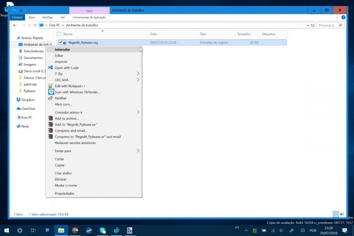 Windows 10 exportar importar chave de registo
