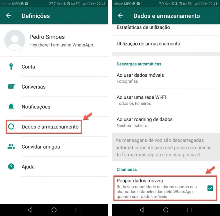 WhatsApp poupar dados dicas