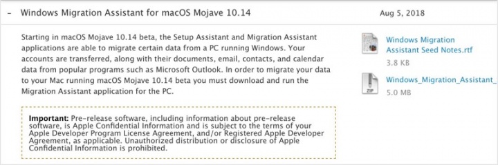 Windows Migration Assistant macOS Mojave Apple Windows 10