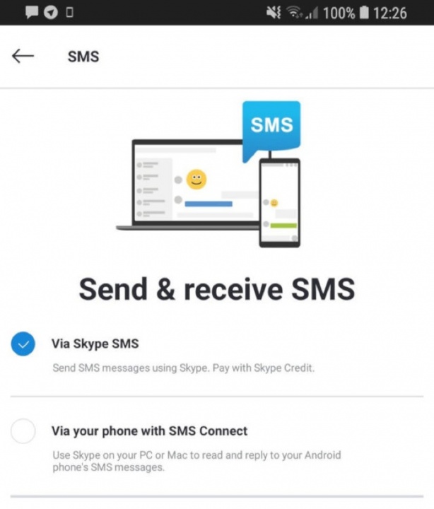 Skype SMS Android Windows 10