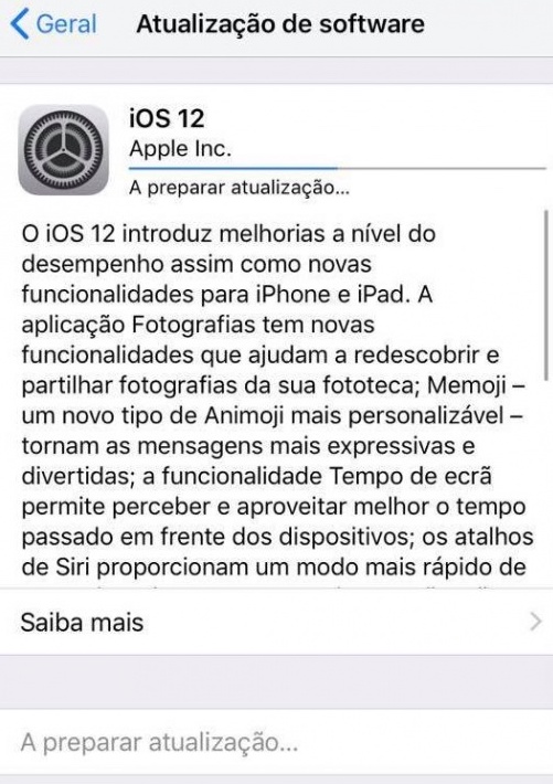 iOS 12 preparar atualizar iPad iPhone