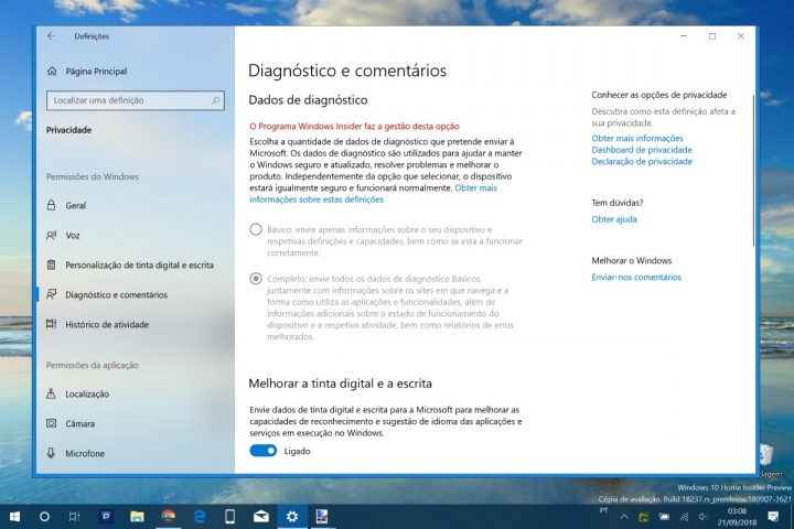 Windows 10 privacidade informação recolha