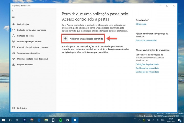 Windows 10 Windows Defender ransomware proteção app