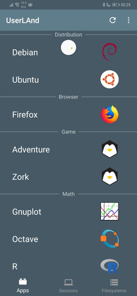 Linux Android UserLand smartphone app