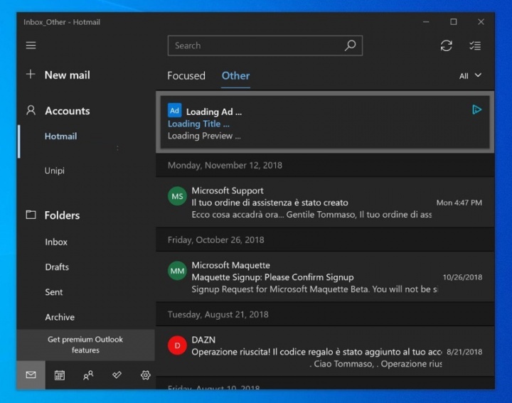 Windows 10 Mail publicidade Microsoft