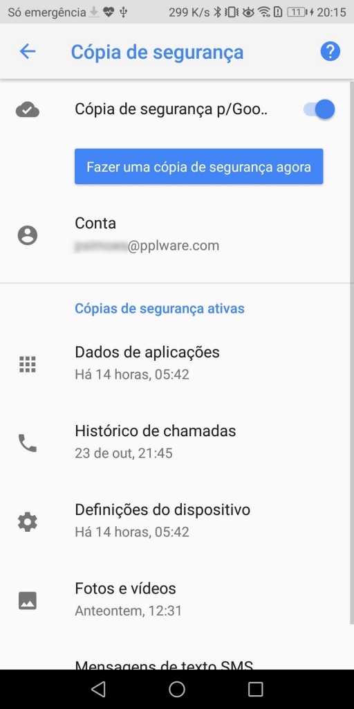Android cópia de segurança Google Drive dica