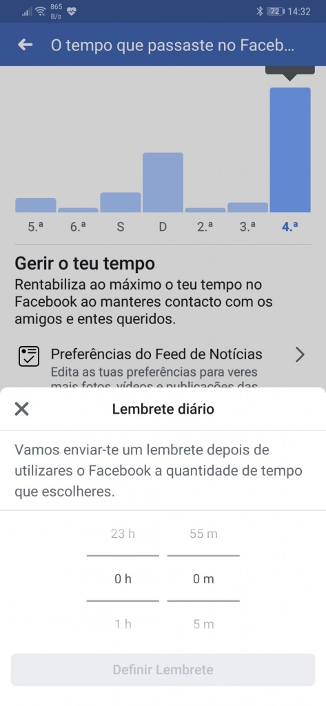 Facebook apps tempo controlar