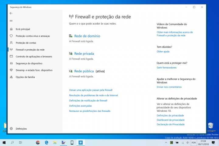 Windows 10 firewall restaurar predefinições dica