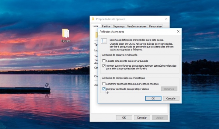 Windows 10 pasta ficheiro proteger palavra passe